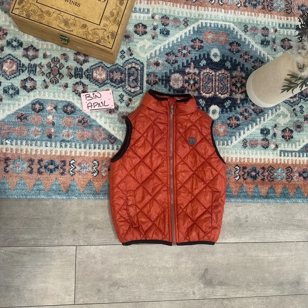 Y2K Calvin Klein Jeans Toddler Boy Puffer Diamond Quilted Puffer Vest 3T Rust
